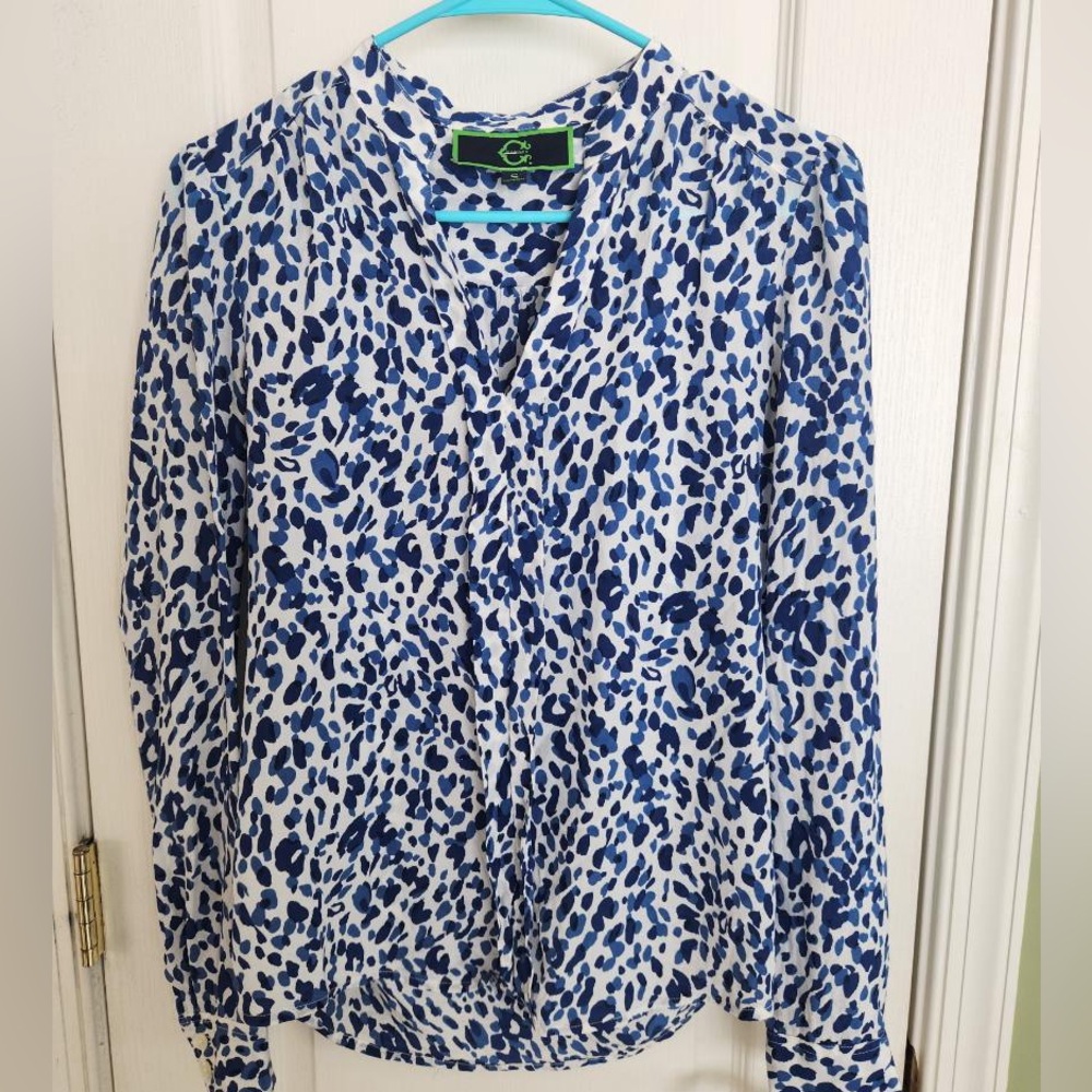 C. Wonder Blue and White Patterned Blouse